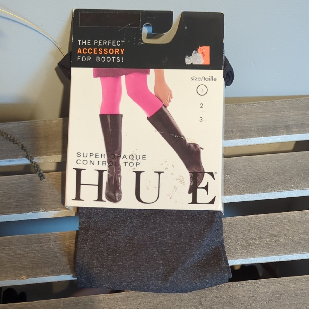HUE Super Opaque Control Top Tights in Charcoal